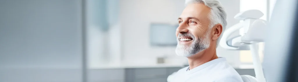 Finesse Dental Service Treatment An Smiling Older man checking treatment