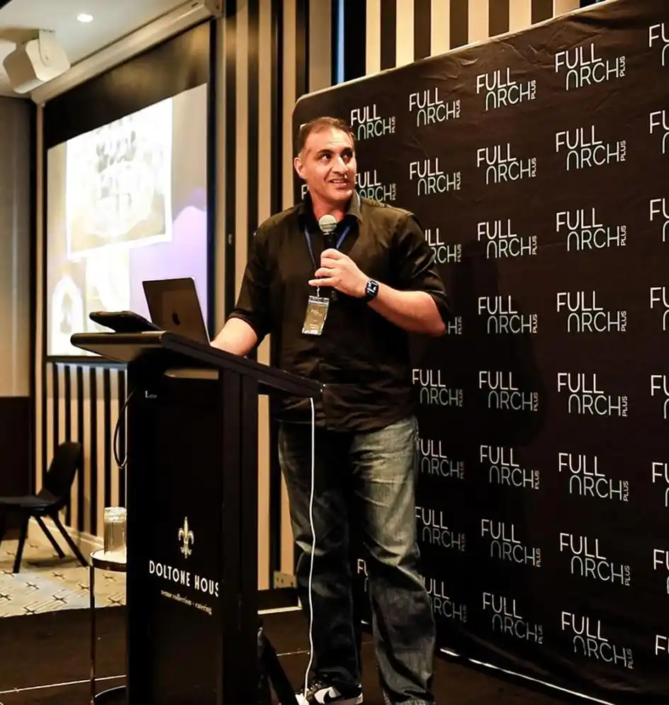 Dr Robby Discussing in front of the crowd